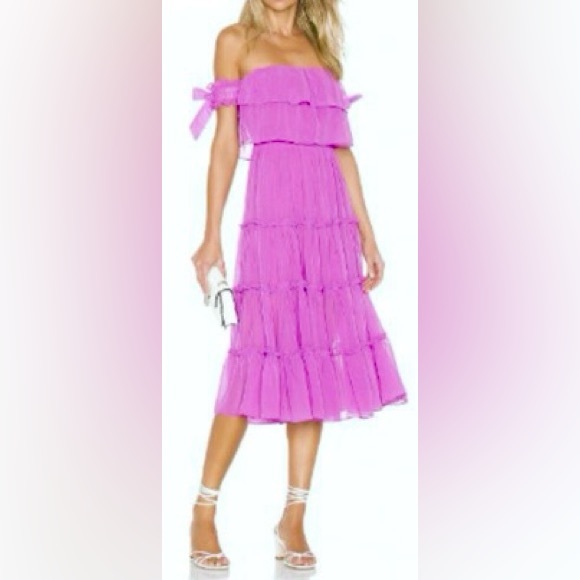 Misa Los Angeles × REVOLVE Cold Shoulder Tiered Micaela Midi Dress in Lilac - Picture 5 of 8